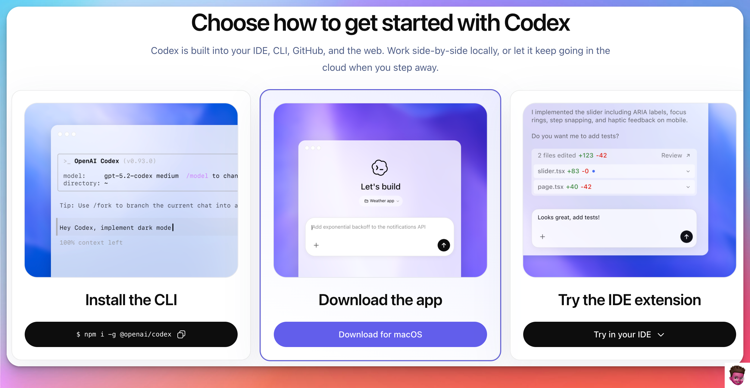 Codex 桌面 App 下载页 macOS