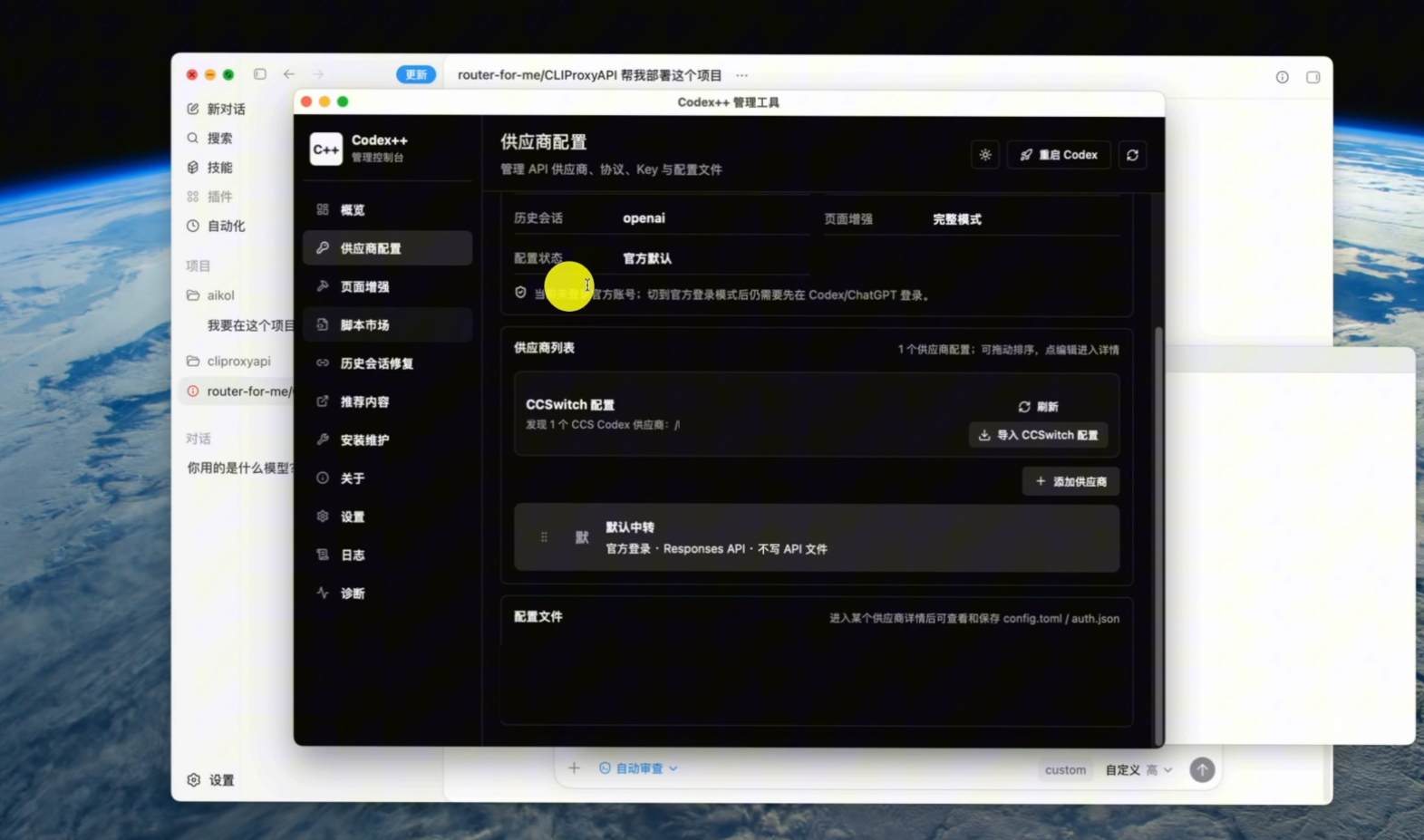 Codex++ 管理界面示例